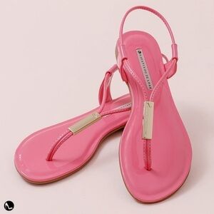 Patent leather Pink Sandals adjustable strap size 11 new in box vegan